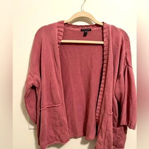 Eileen Fisher Cardigan Sweater Linen/ Cotton Pockets Size XL